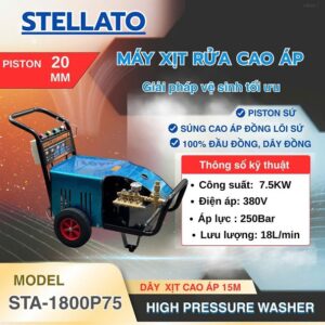máy rửa xe 3 pha stellato sta-1800p75 áp 250