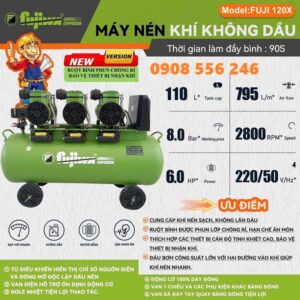 Máy nén khí không dầu 6hp fujiwa fuji120x